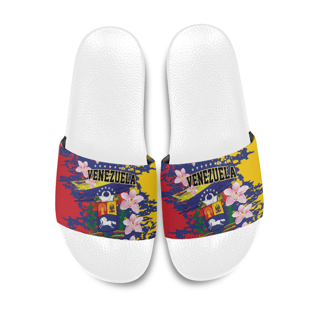 Venezuela Orchid Cattleya Mossiae Slide Sandals Flag Color Inspired