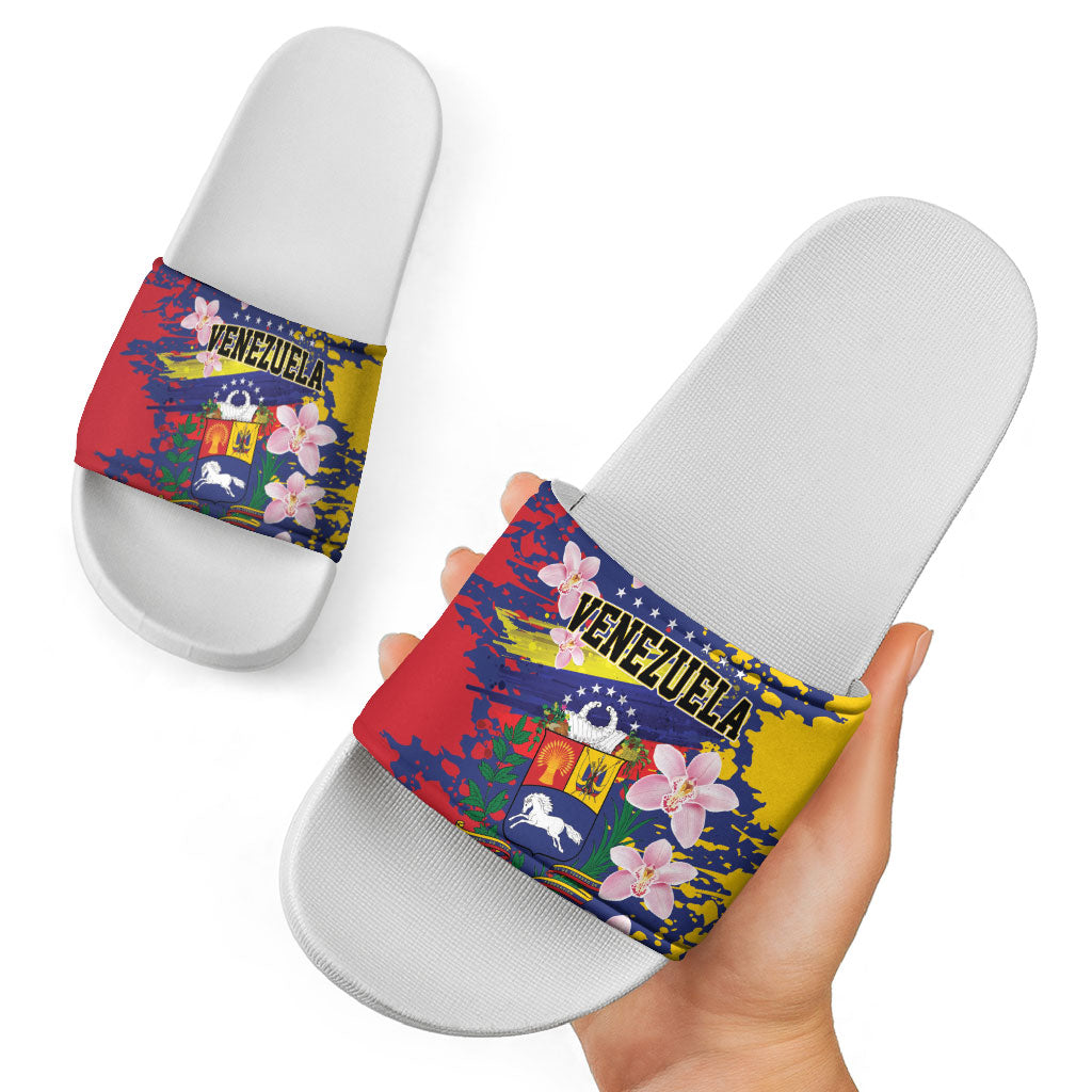 Venezuela Orchid Cattleya Mossiae Slide Sandals Flag Color Inspired