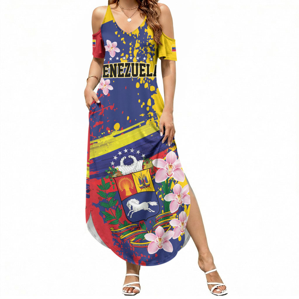 Personalized Venezuela Orchid Cattleya Mossiae Summer Maxi Dress Flag Color Inspired