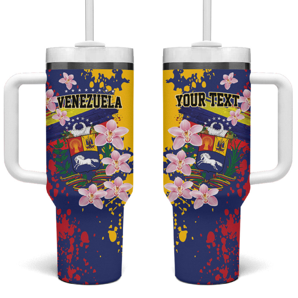 Personalized Venezuela Orchid Cattleya Mossiae Tumbler With Handle Flag Color Inspired