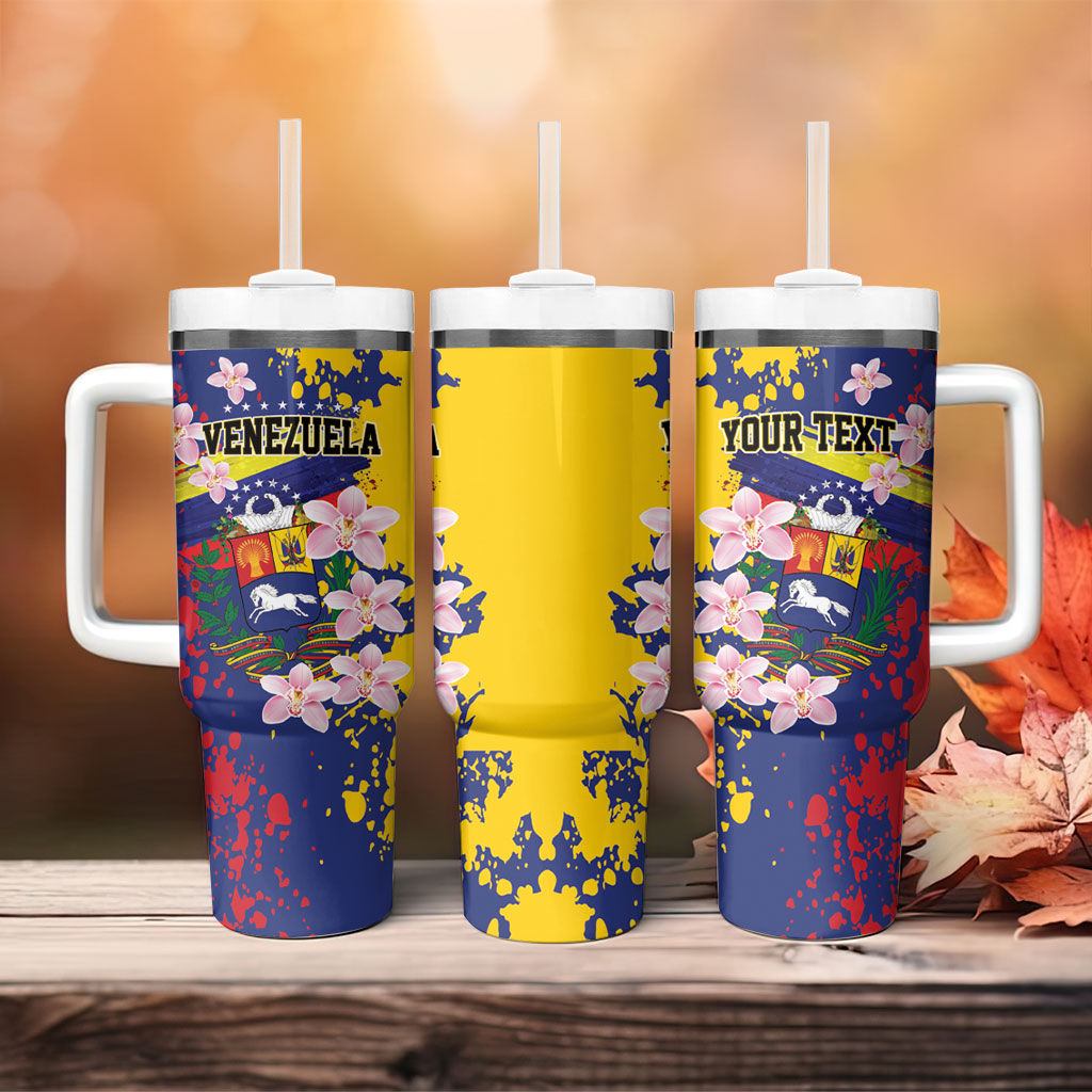 Personalized Venezuela Orchid Cattleya Mossiae Tumbler With Handle Flag Color Inspired