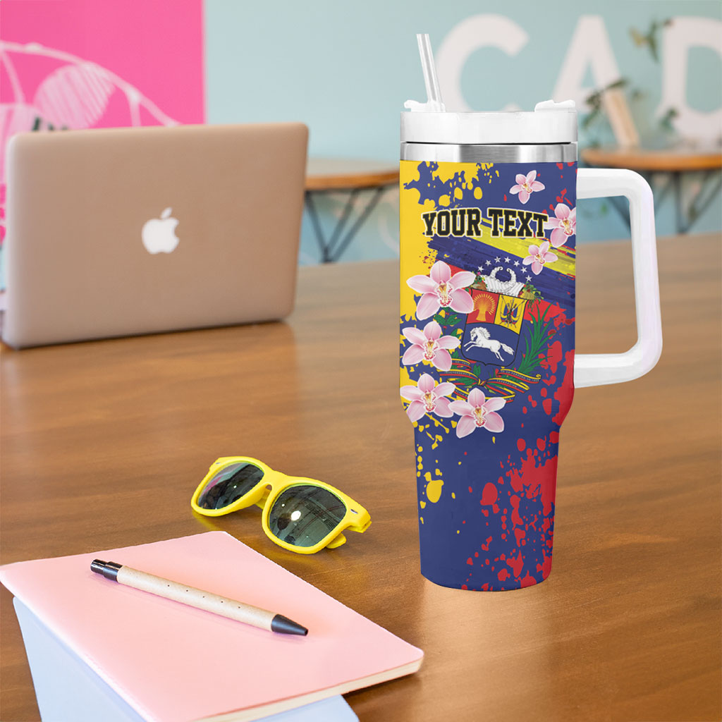 Personalized Venezuela Orchid Cattleya Mossiae Tumbler With Handle Flag Color Inspired