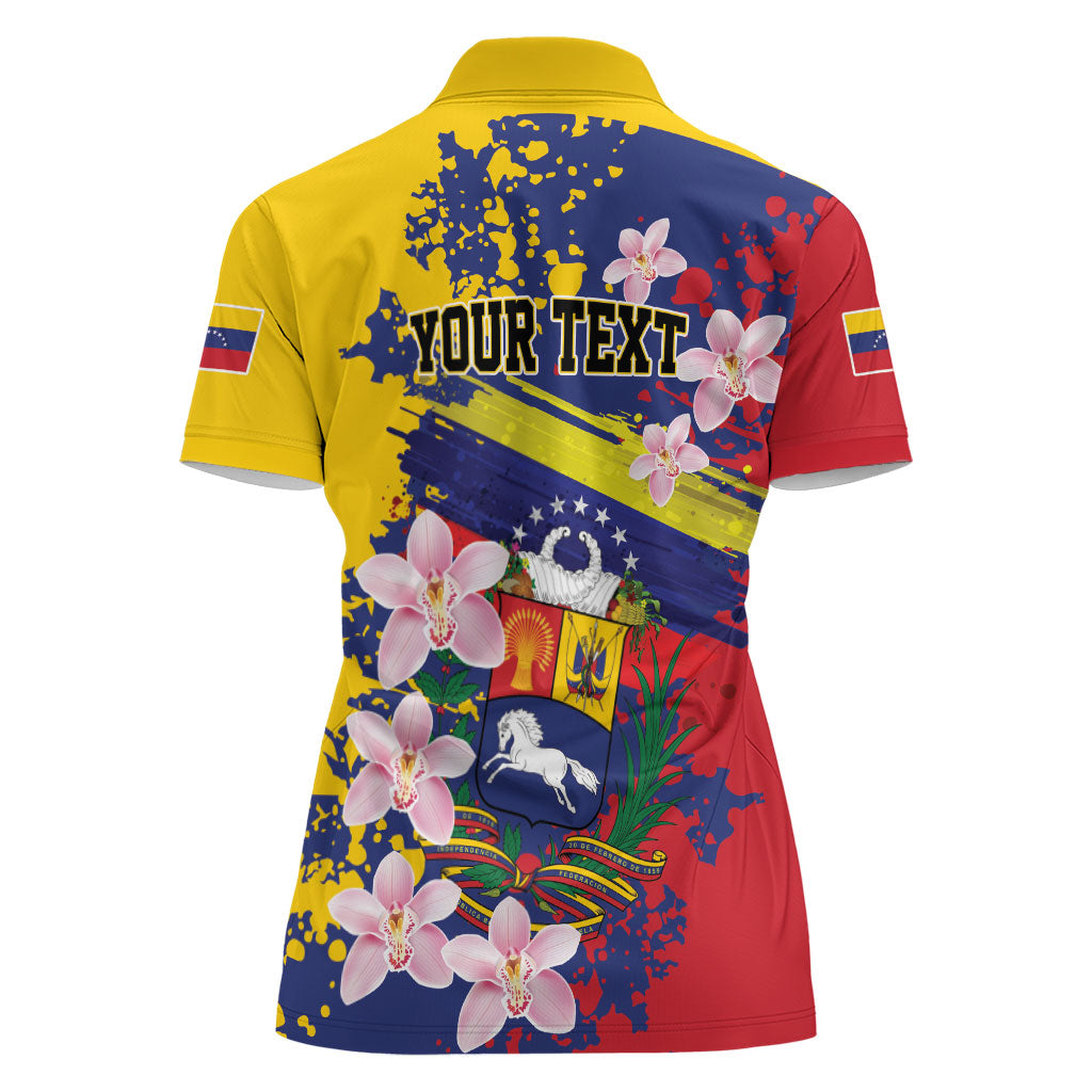 Personalized Venezuela Orchid Cattleya Mossiae Women Polo Shirt Flag Color Inspired