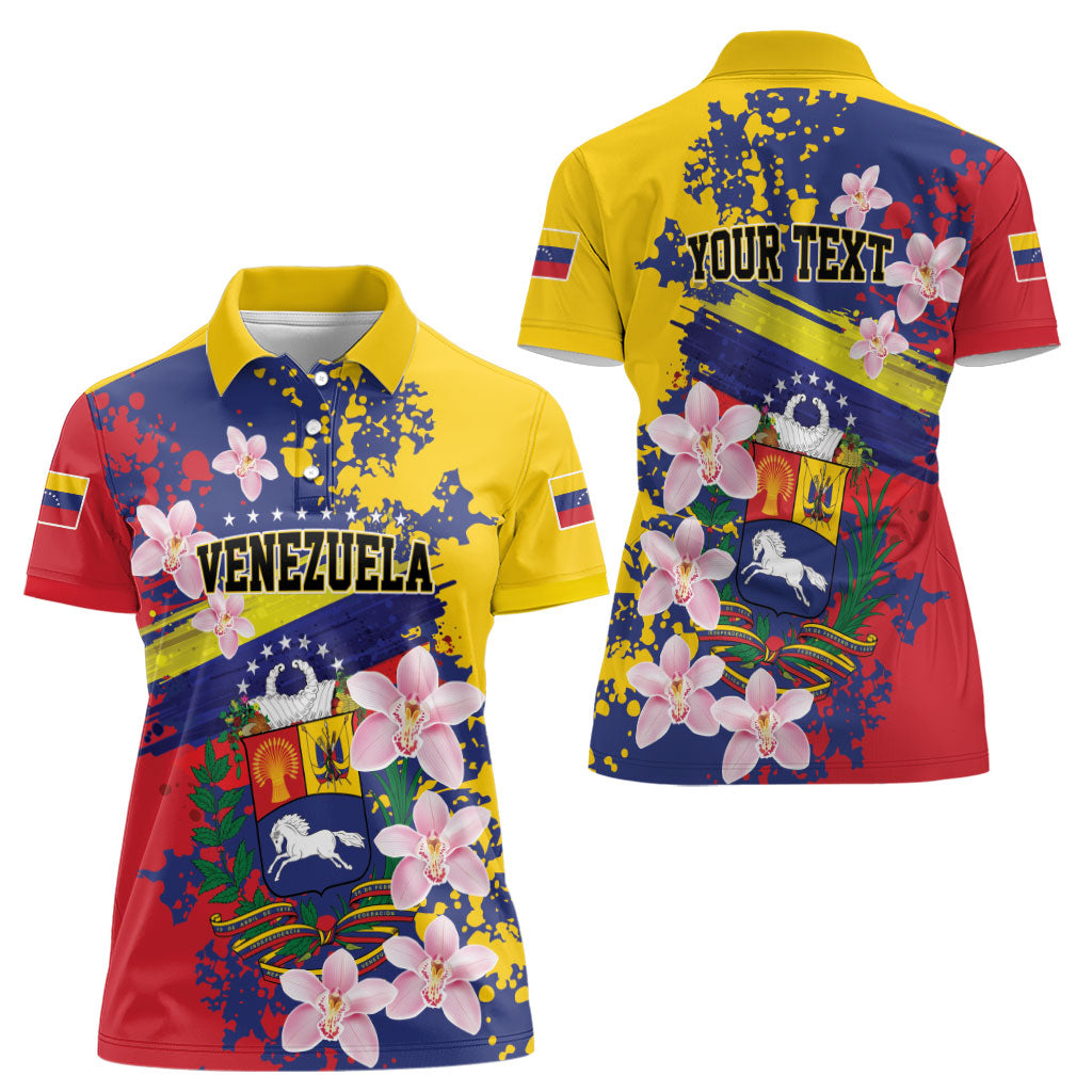 Personalized Venezuela Orchid Cattleya Mossiae Women Polo Shirt Flag Color Inspired
