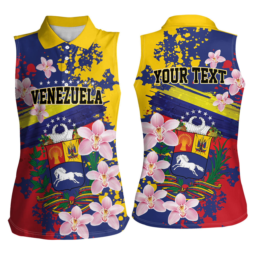 Personalized Venezuela Orchid Cattleya Mossiae Women Sleeveless Polo Shirt Flag Color Inspired