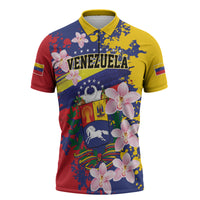 Personalized Venezuela Orchid Cattleya Mossiae Zipper Polo Shirt Flag Color Inspired
