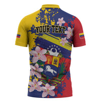 Personalized Venezuela Orchid Cattleya Mossiae Zipper Polo Shirt Flag Color Inspired