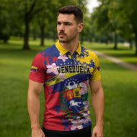 Personalized Venezuela Orchid Cattleya Mossiae Zipper Polo Shirt Flag Color Inspired