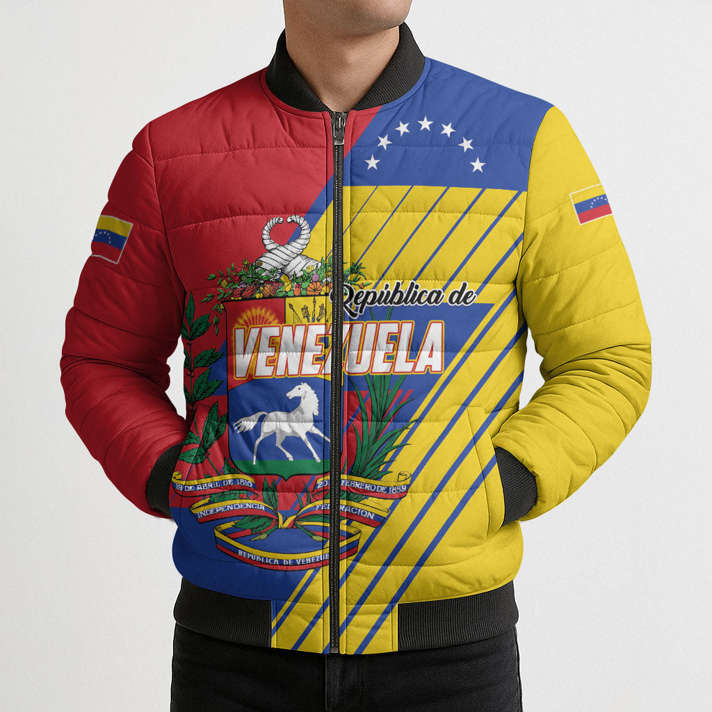 Personalized Republic of Venezuela Bomber Puffer Jacket Flag Color Inspired