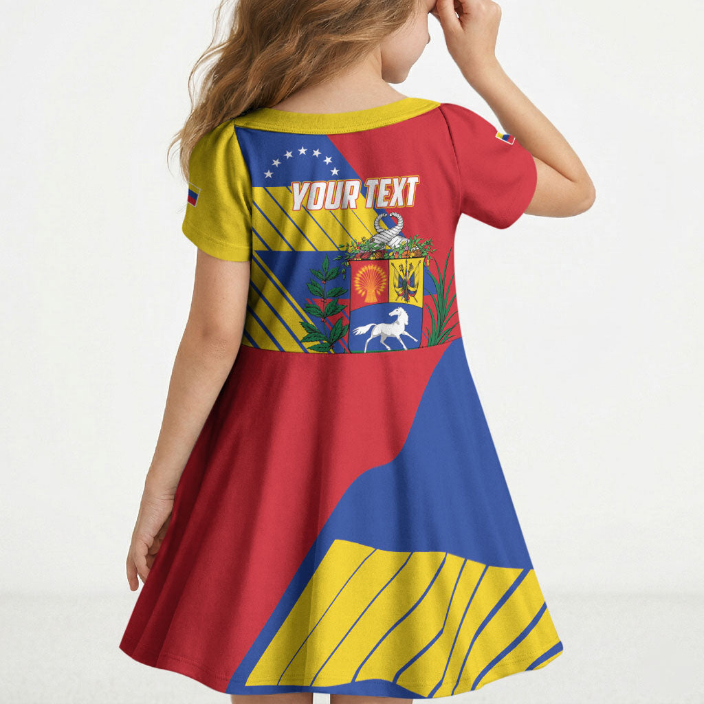 Personalized Republic of Venezuela Kid Short Sleeve Dress Flag Color Inspired