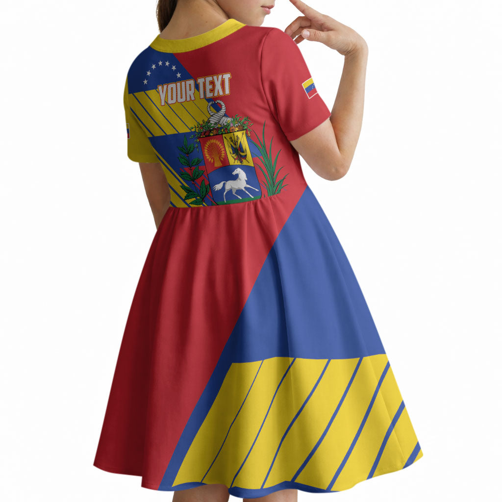 Personalized Republic of Venezuela Kid Short Sleeve Dress Flag Color Inspired
