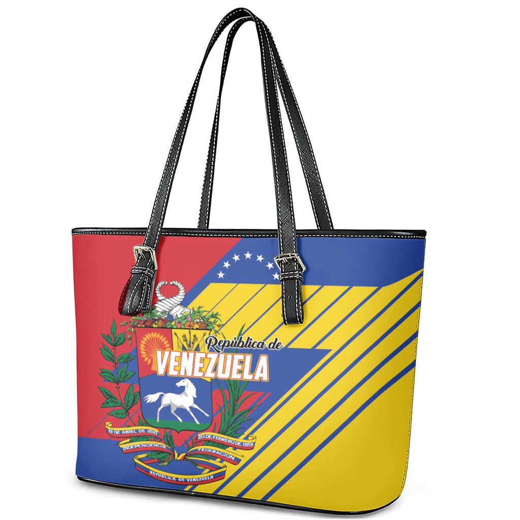 Republic of Venezuela Leather Tote Bag Flag Color Inspired