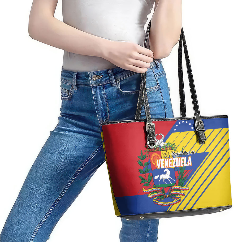 Republic of Venezuela Leather Tote Bag Flag Color Inspired