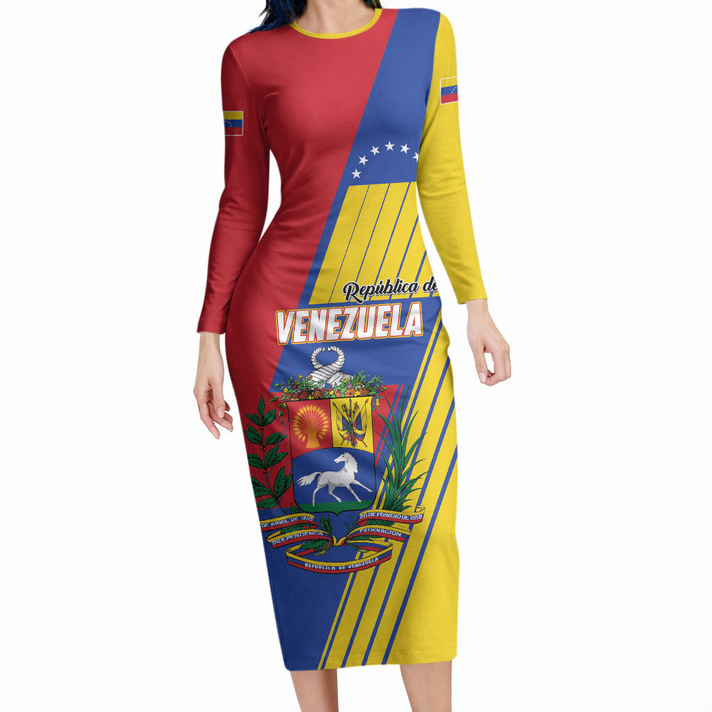 Personalized Republic of Venezuela Long Sleeve Bodycon Dress Flag Color Inspired