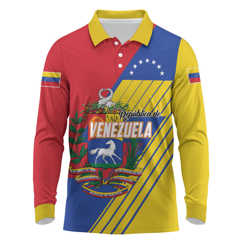 Personalized Republic of Venezuela Long Sleeve Polo Shirt Flag Color Inspired