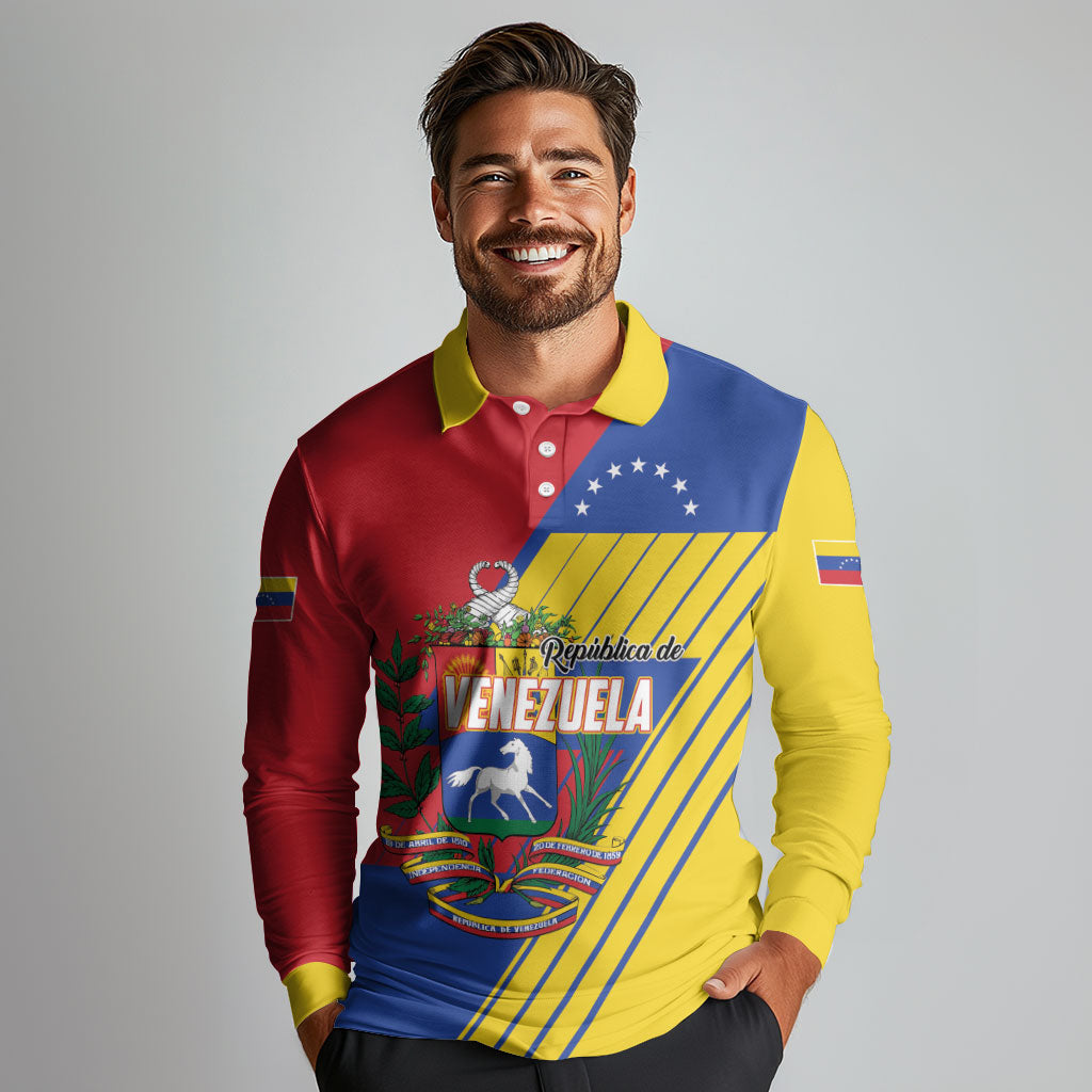 Personalized Republic of Venezuela Long Sleeve Polo Shirt Flag Color Inspired