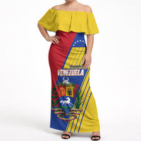 Personalized Republic of Venezuela Off Shoulder Maxi Dress Flag Color Inspired