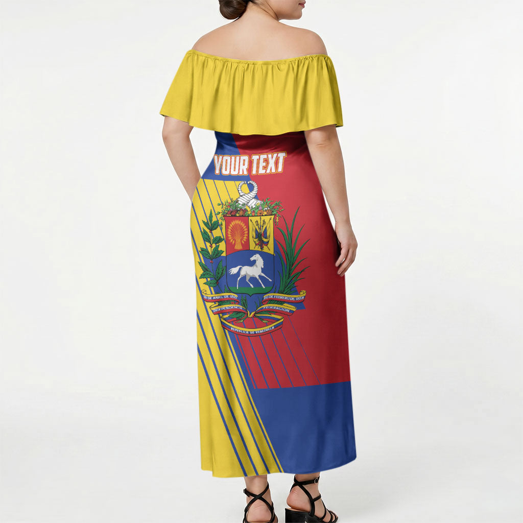 Personalized Republic of Venezuela Off Shoulder Maxi Dress Flag Color Inspired
