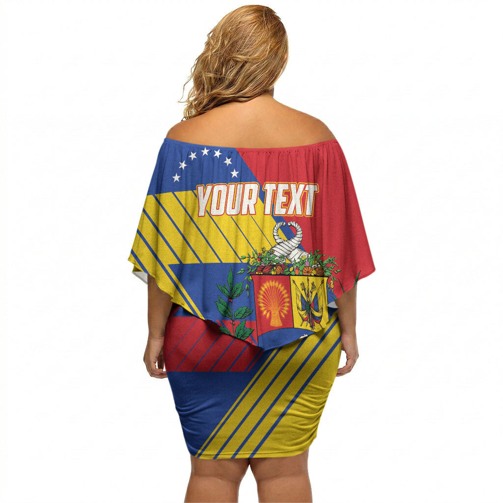 Personalized Republic of Venezuela Off Shoulder Short Dress Flag Color Inspired