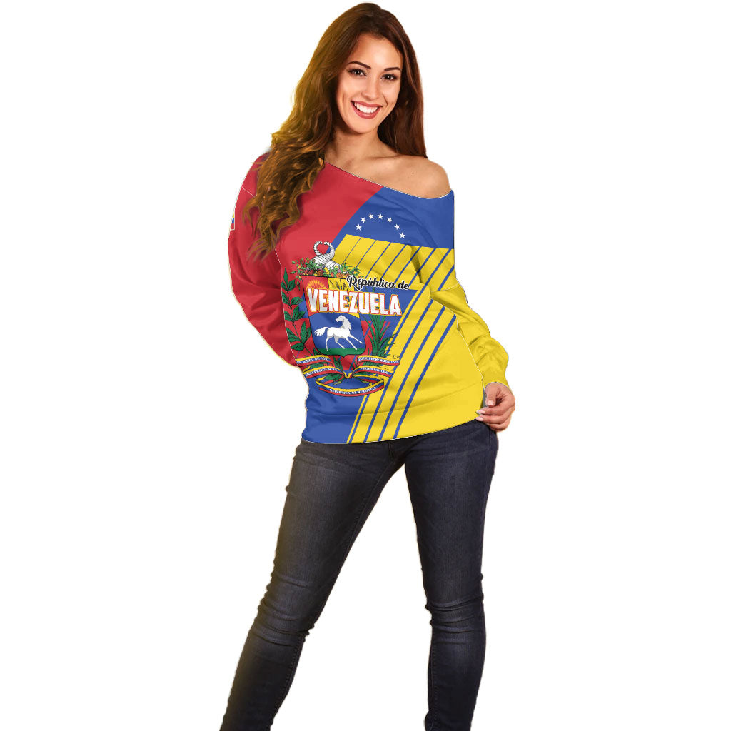 Personalized Republic of Venezuela Off Shoulder Sweater Flag Color Inspired