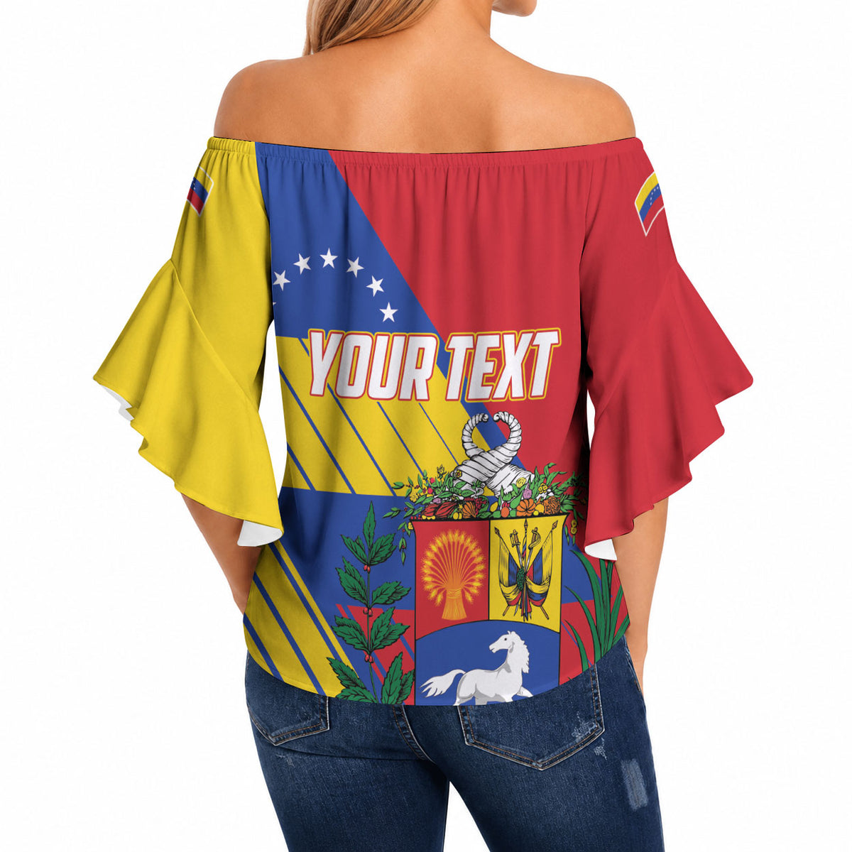 Personalized Republic of Venezuela Off Shoulder Wrap Waist Top Flag Color Inspired