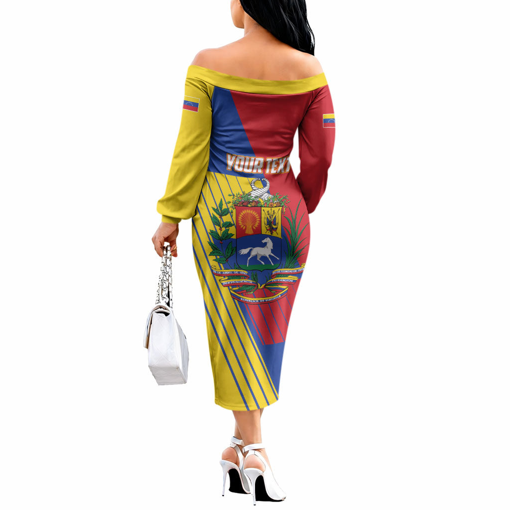 Personalized Republic of Venezuela Off The Shoulder Long Sleeve Dress Flag Color Inspired