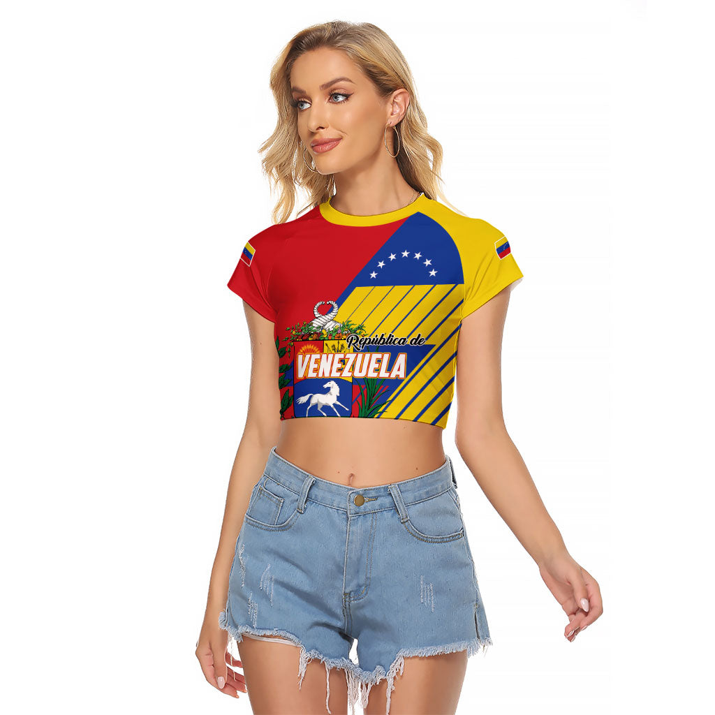 Personalized Republic of Venezuela Raglan Cropped T Shirt Flag Color Inspired