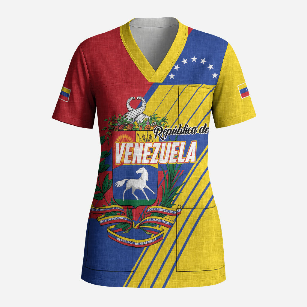 Personalized Republic of Venezuela Scrub Top Flag Color Inspired