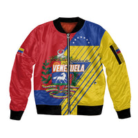 Personalized Republic of Venezuela Sleeve Zip Bomber Jacket Flag Color Inspired