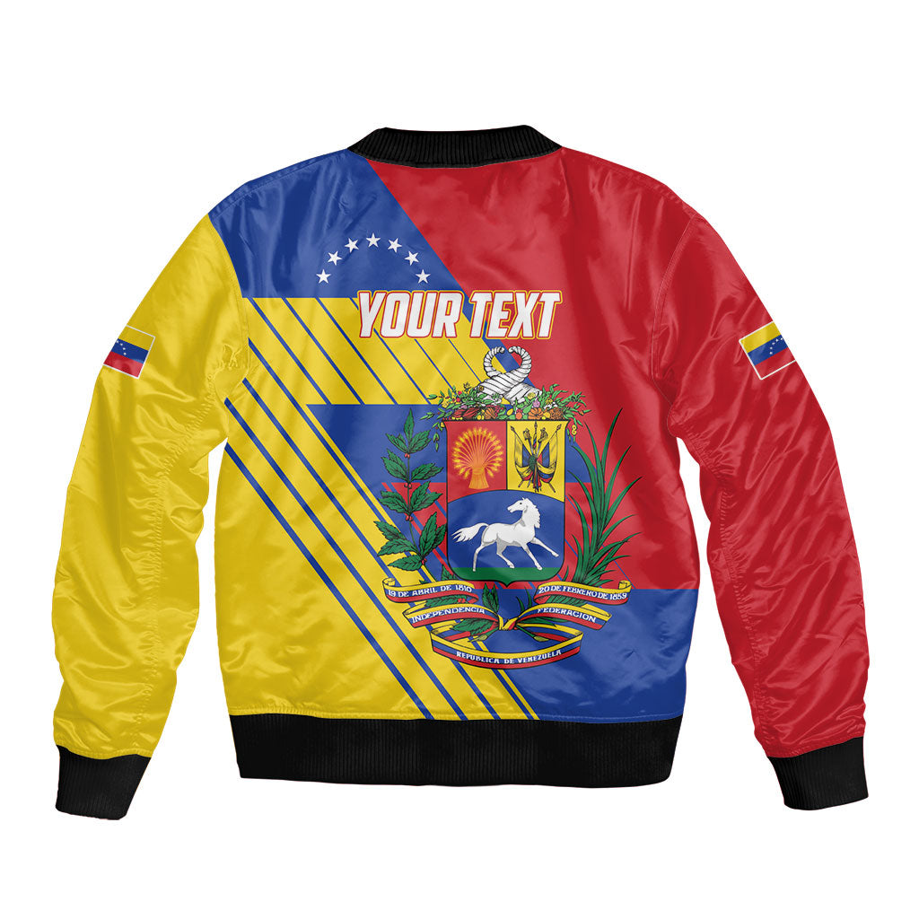 Personalized Republic of Venezuela Sleeve Zip Bomber Jacket Flag Color Inspired