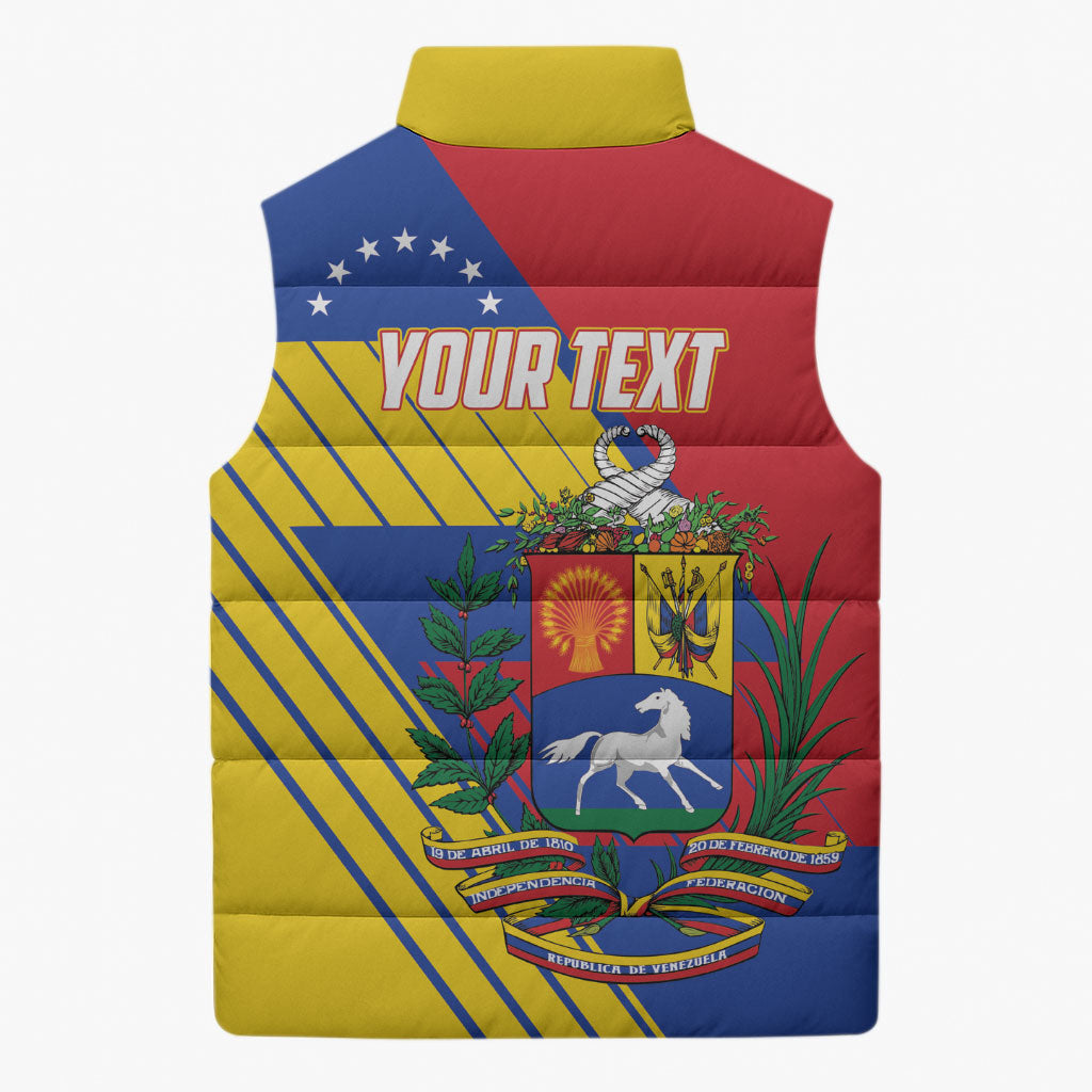Personalized Republic of Venezuela Sleeveless Puffer Jacket Flag Color Inspired