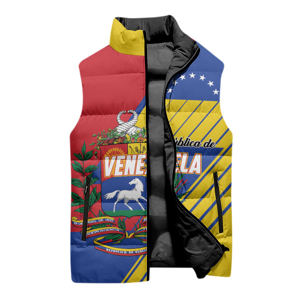 Personalized Republic of Venezuela Sleeveless Puffer Jacket Flag Color Inspired