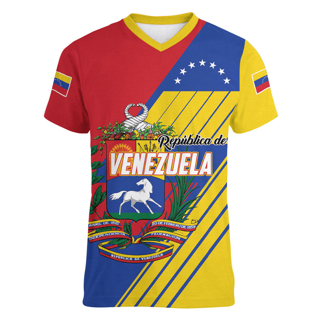 Personalized Republic of Venezuela Women V-Neck T-Shirt Flag Color Inspired