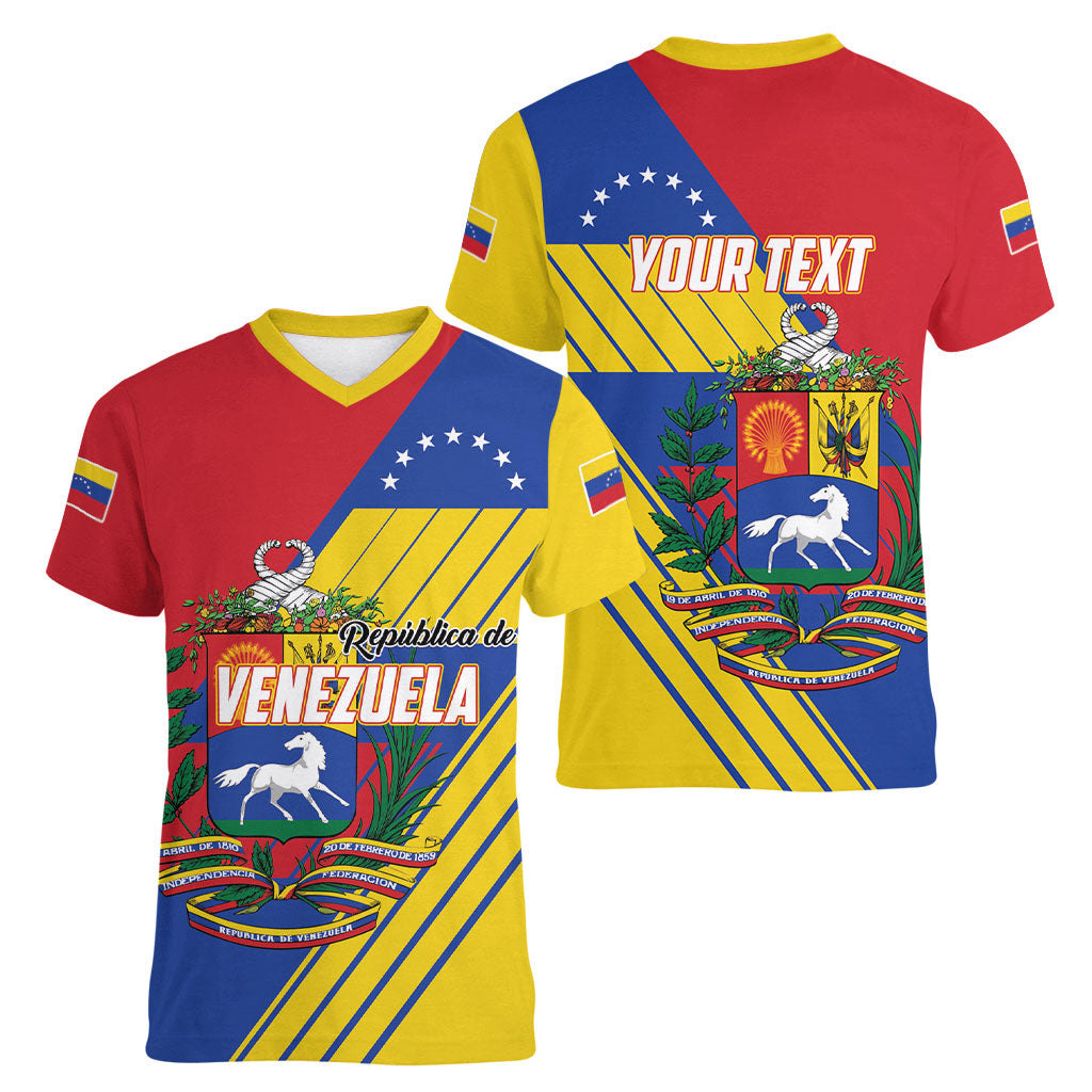 Personalized Republic of Venezuela Women V-Neck T-Shirt Flag Color Inspired