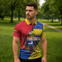 Personalized Republic of Venezuela Zipper Polo Shirt Flag Color Inspired