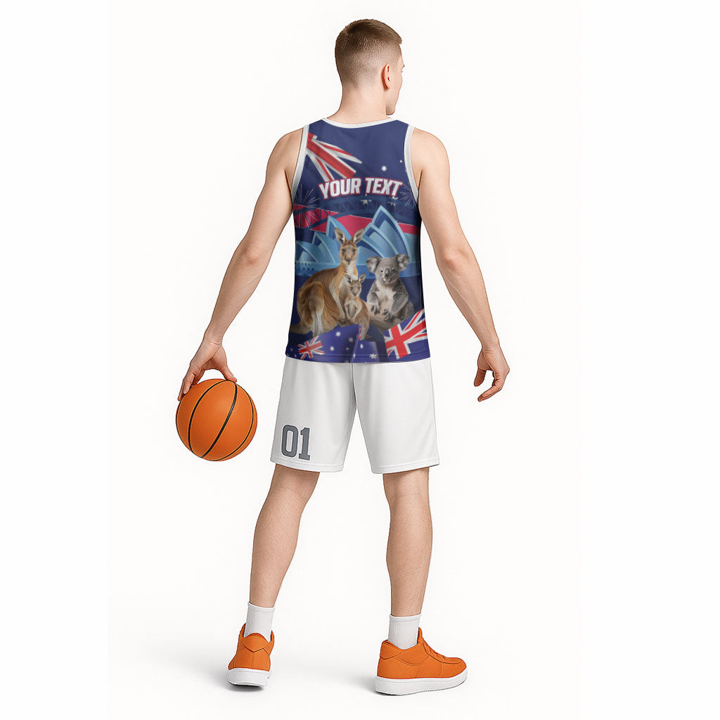 Personalised Australia Kangaroo Koala Basketball Jersey Aussie Flag Inspired