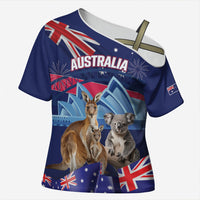 Personalised Australia Kangaroo Koala Cross Shoulder Shirt Aussie Flag Inspired