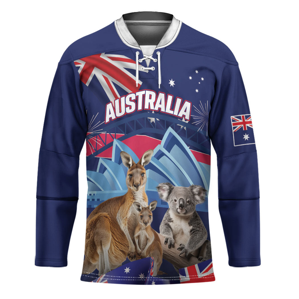 Personalised Australia Kangaroo Koala Hockey Jersey Aussie Flag Inspired