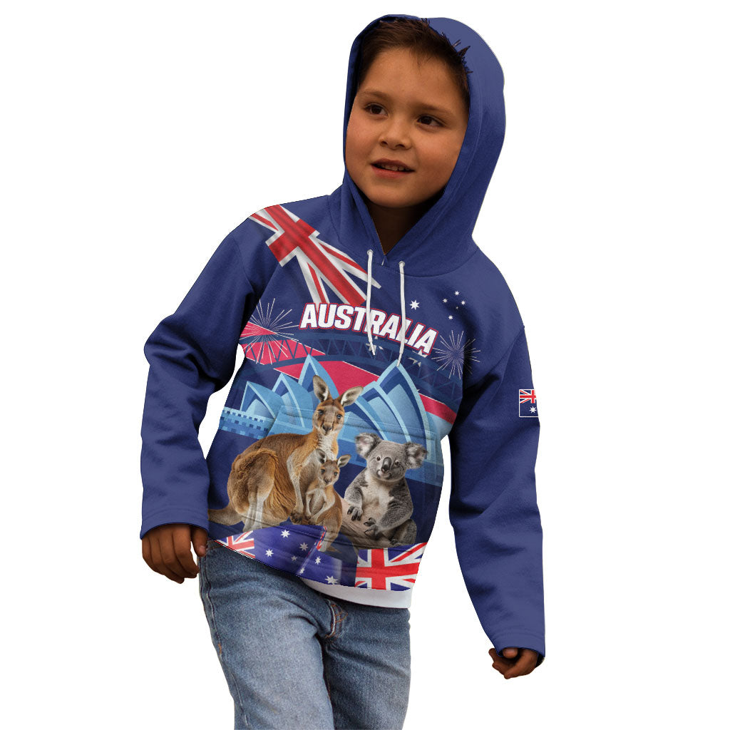 Personalised Australia Kangaroo Koala Kid Hoodie Aussie Flag Inspired