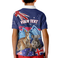 Personalised Australia Kangaroo Koala Kid Polo Shirt Aussie Flag Inspired