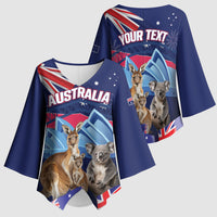 Personalised Australia Kangaroo Koala Kimono Sleeve Blouse Aussie Flag Inspired