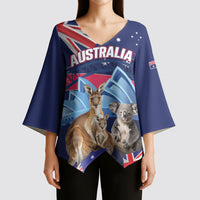 Personalised Australia Kangaroo Koala Kimono Sleeve Blouse Aussie Flag Inspired