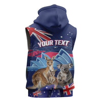 Personalised Australia Kangaroo Koala Sleeveless Hoodie Aussie Flag Inspired