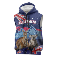 Personalised Australia Kangaroo Koala Sleeveless Zip Hoodie Aussie Flag Inspired