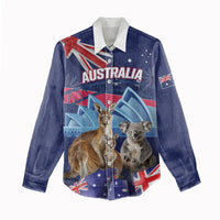 Personalised Australia Kangaroo Koala Women Casual Shirt Aussie Flag Inspired