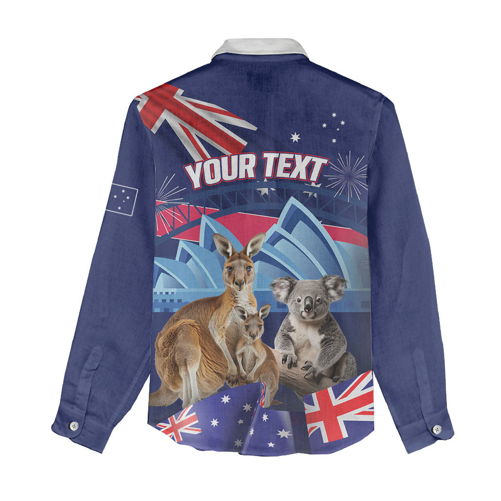 Personalised Australia Kangaroo Koala Women Casual Shirt Aussie Flag Inspired