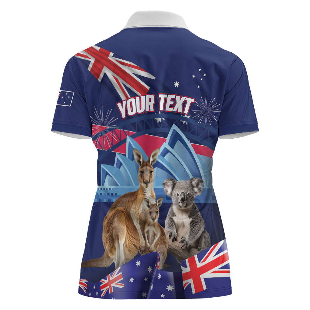 Personalised Australia Kangaroo Koala Women Polo Shirt Aussie Flag Inspired