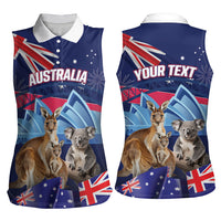 Personalised Australia Kangaroo Koala Women Sleeveless Polo Shirt Aussie Flag Inspired