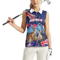 Personalised Australia Kangaroo Koala Women Sleeveless Polo Shirt Aussie Flag Inspired