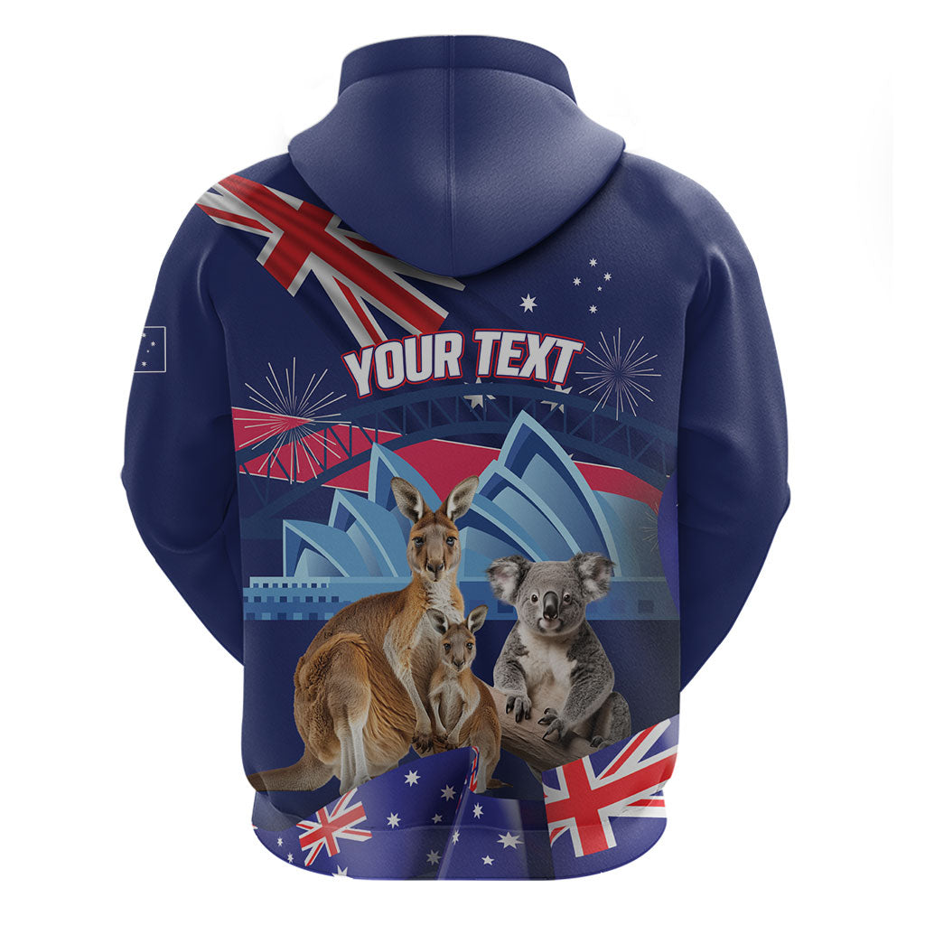 Personalised Australia Kangaroo Koala Zip Hoodie Aussie Flag Inspired